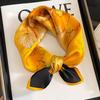 100% Pure Silk Scarf Women Hair Fashion Foulard Square Small Headband Hijab Print Poncho Scarves Bandana 53Cm