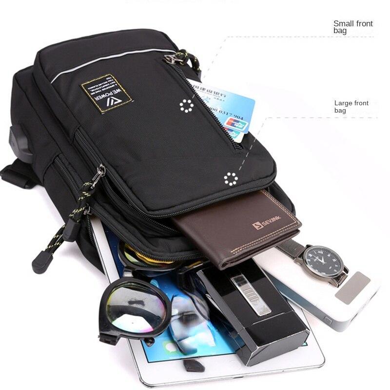 Men Sling Backpack Cross Body Chest Shoulder Bag Rucksack with USB Charging Port Travel Nylon Male Small Rucksack Messenger Bags