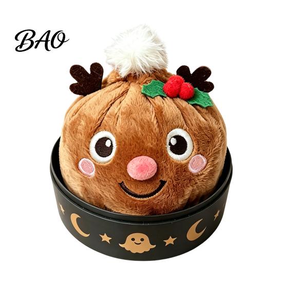 Dumpling Sensory Toy with Steamer Christmas Plush Stress Relief Toy, Santa Claus Snowman Reindeer Themed Fidget Toys Steamed Bun Squeeze Relaxation