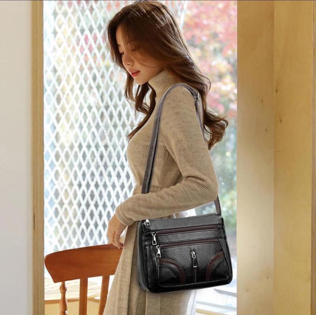 Vintage Shoulder Bag For Women Pu LeatheCrossbody Multifunction Messenger Bag Small SquareMommy Handbag