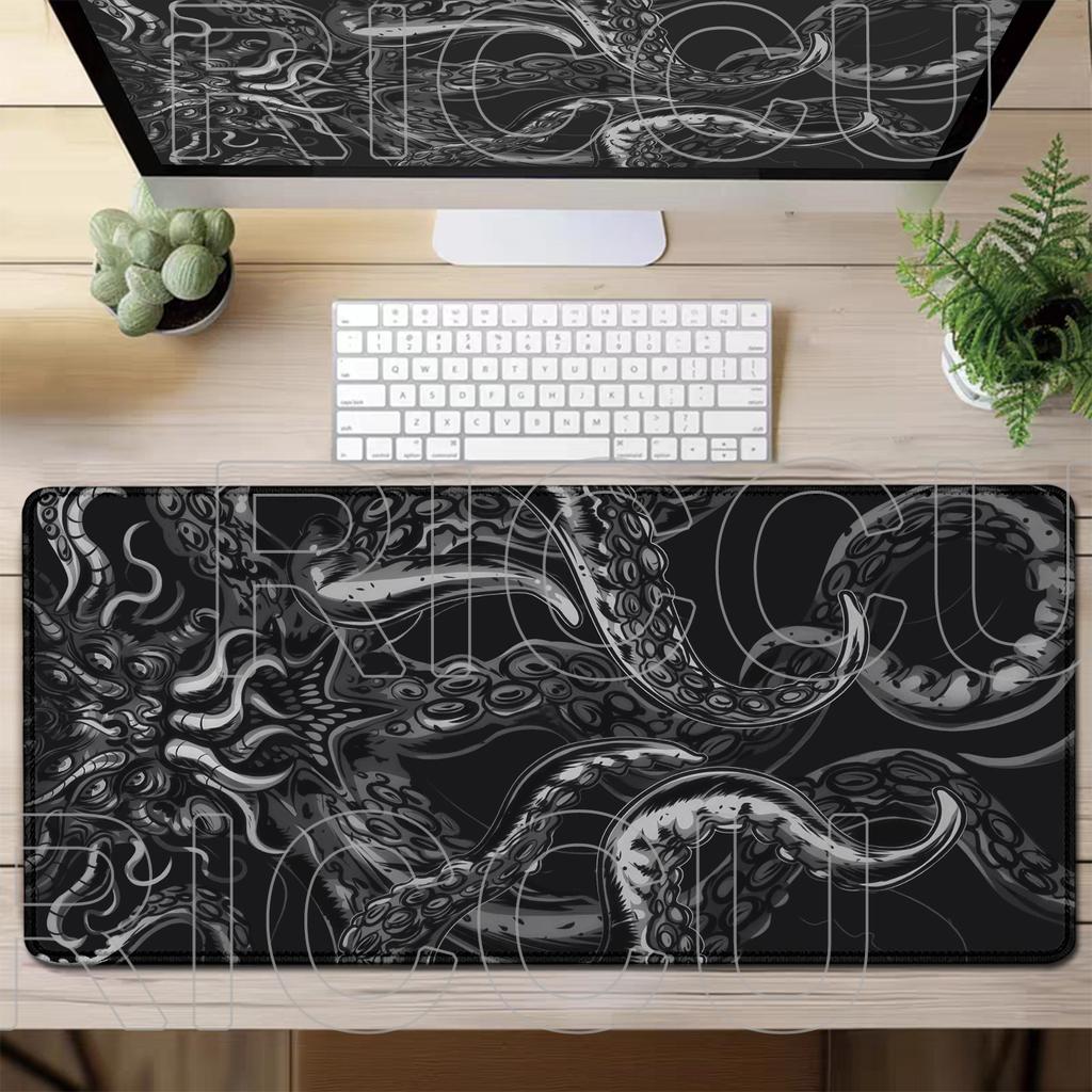 Oktopus Meeresungeheuer Punk Mauspad Groß Gamer Tastatur Schreibtischmatte Computer Gaming Matte XXL Erweitert 30x60cm Büro PC Zubehör