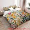 Color Oil Painting Floral Leaf 3D Print Quilt Cover Color Oil Painting Style Comfortable Spring Natural Bedding Cover Pillowcase