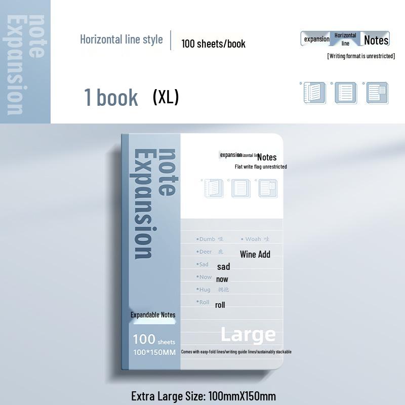 Expandable Sticky Notes Notebook with Adhesive Lined Pages for Students