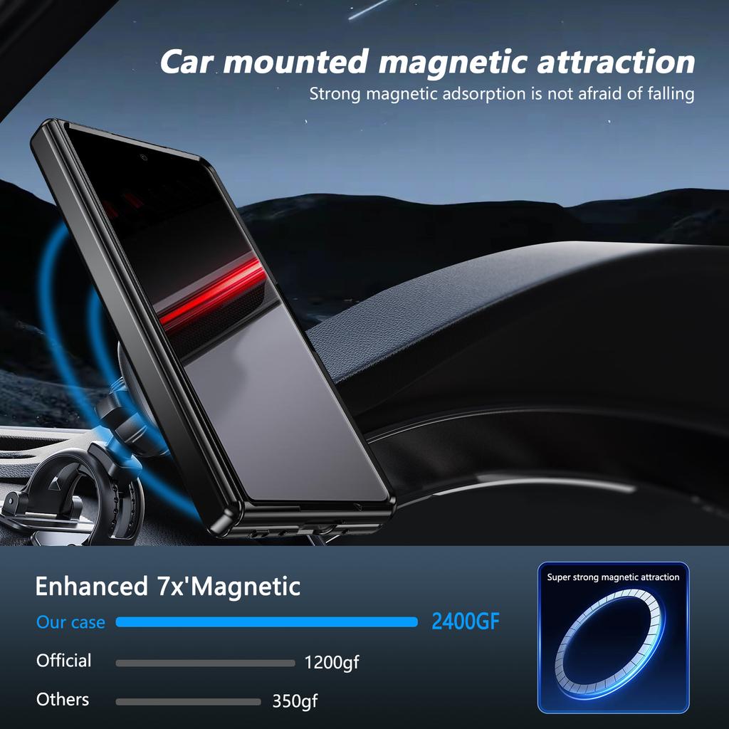 Luxury Business Car Holder Magnetic Case for Honor Magic V2 RS - Anti-drop Anti-fingerprint New Design Inspiration Stand Full Protection Cover