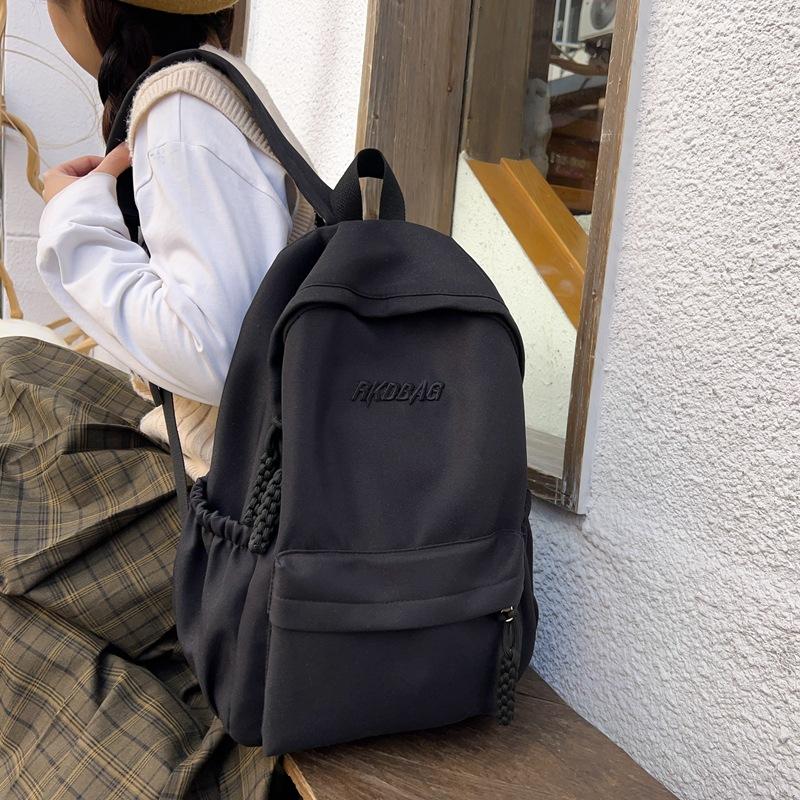 Backpack Female Senior Sense Light Travel Large Capacity Simple Solid Color Backpack Female Campus Junior High School College Student Schoolbag