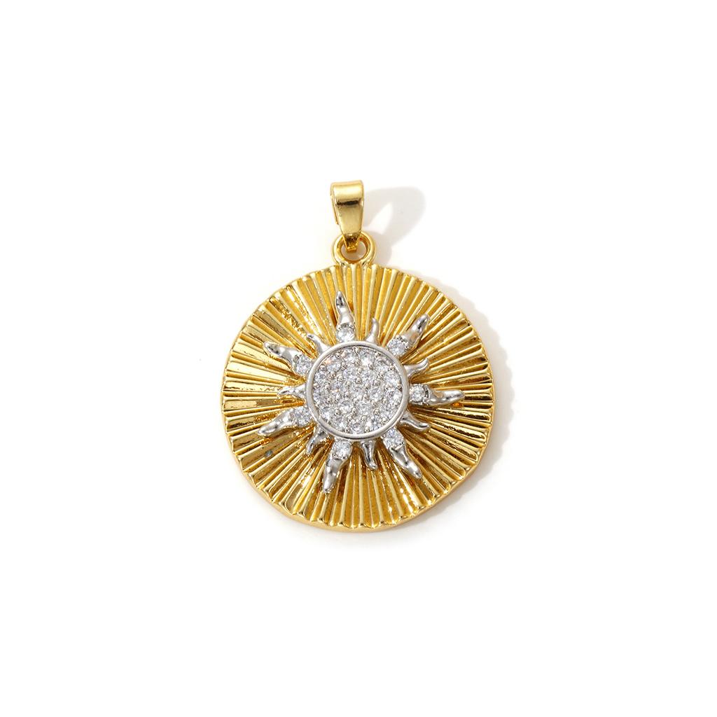 1 Stück Messing Anhänger 18K Gold Plated Sonnenblume Stern Micro Pave Klar Zirkonia Anhänger Für DIY Halskette Schmuckherstellung