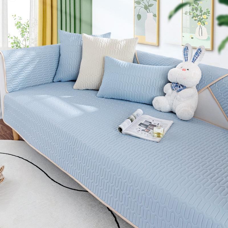 Latex Ice Silk Sofa Cushion Summer Seat Cushion Simple Modern Cushion Solid Color Sofa Cover Summer Non-Slip Cover Cloth