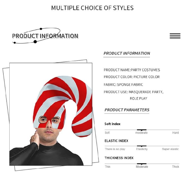 Holiday Party Hat Stripe Hat Mask Candy Cane Costume Christmas Elf Hat Christmas Candy Outfit Halloween Cosplay Costumes