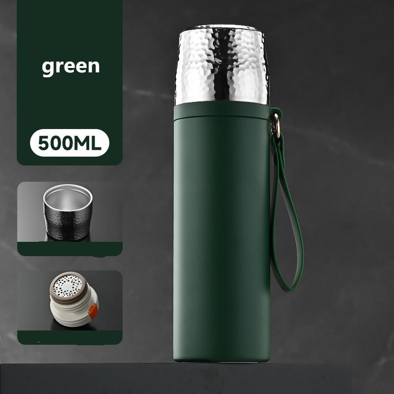 

316 Stainless Steel Insulated Vaccum Flasks Water Bottle Thermal Coffee Cup Tumbler Keep Hot Thermos For Tea With Tea Infuser 401-500ml зелёный
