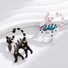 Chinese Cat Enamel Brooch Pin for Women with Abstract Art Cute Kitten Animal Style Lapel Badge Gift for Clothes Bags