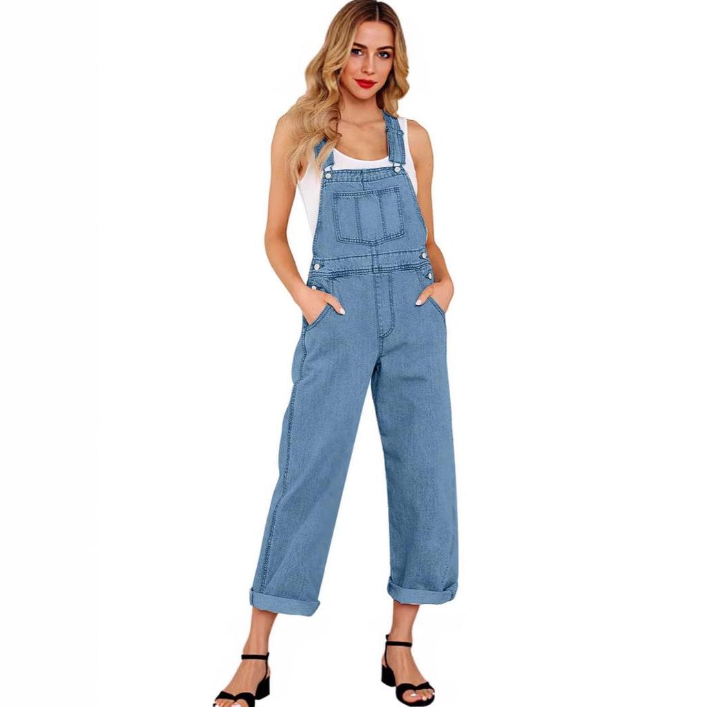 Plus Size Women's Casual Loose Denim Overalls