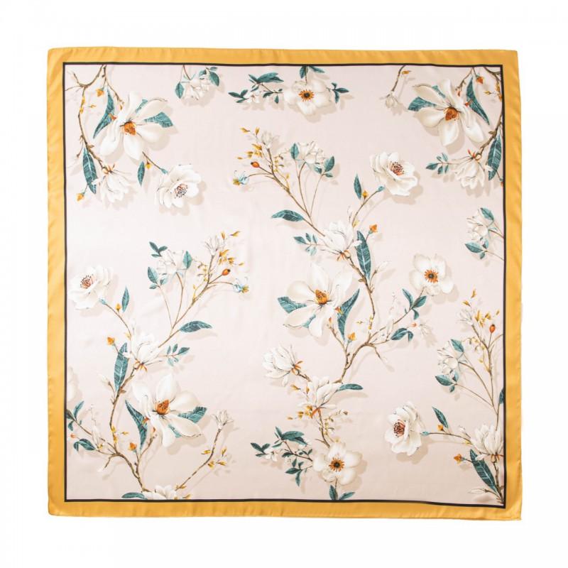 Elegant Floral Print Square Scarf Women 90x90cm Lightweight Silk-Like Accessory
