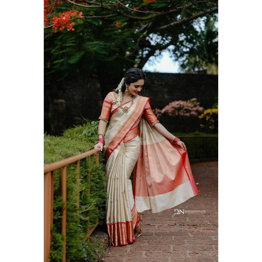 Premium Soft Lichi Silk Saree with Rich Pallu & All-Over Jacquard Work | Elegant Festive & Party Wear Saree with Designer Jacquard Border Blouse