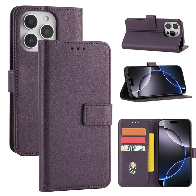 The new fashionable solid color simple mobile phone protective case is suitable for Apple 16promax folding case.