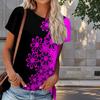 Women Summer T Shirt Flower Print Retro Fashion Short Sleeve Tees Casual   Printed  Tops