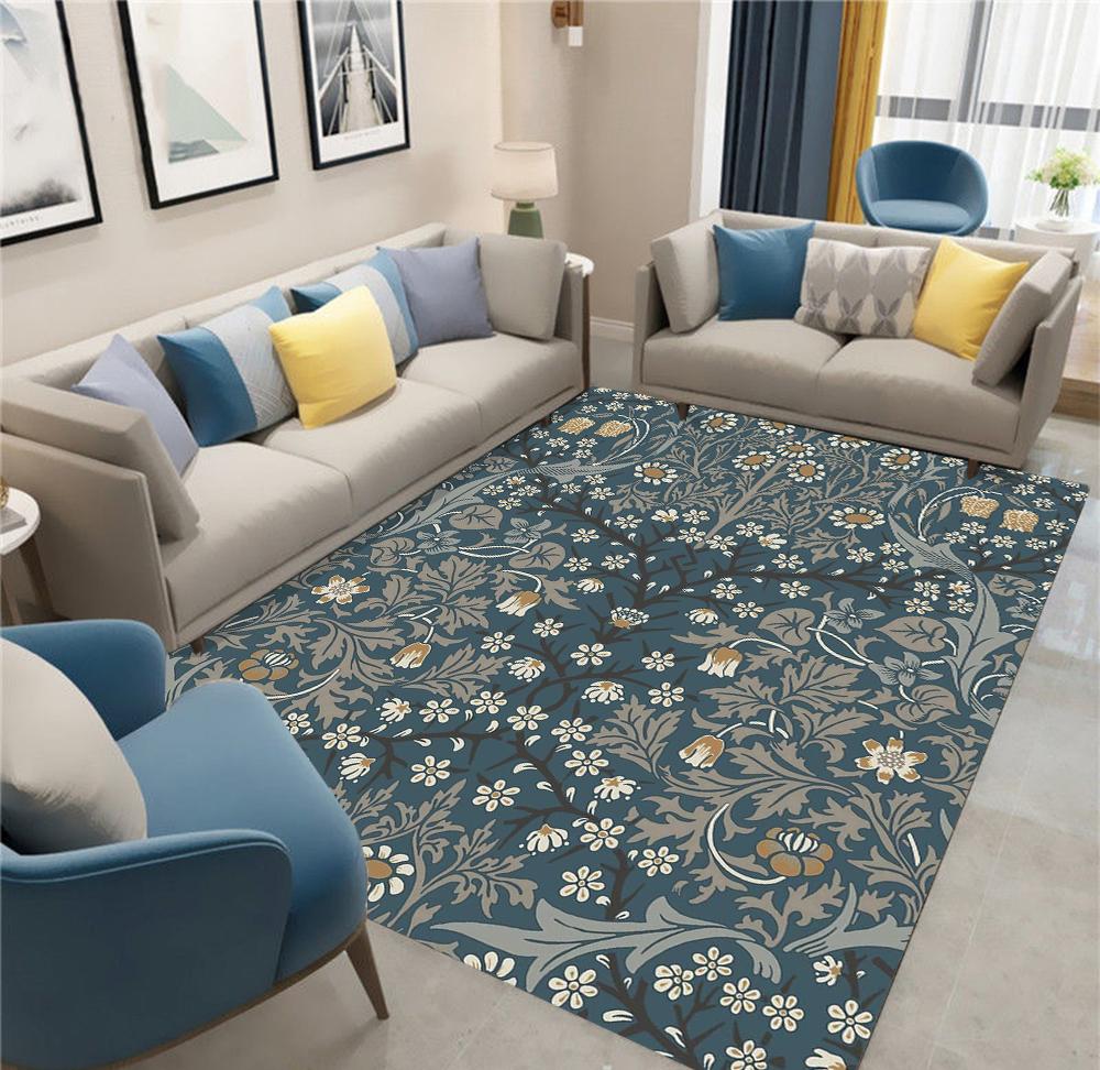 r Floral Carpet Bedside Floor Mat Anti-slip Vintage Animal Rug Moroccan Carpets for Living Room Decorative