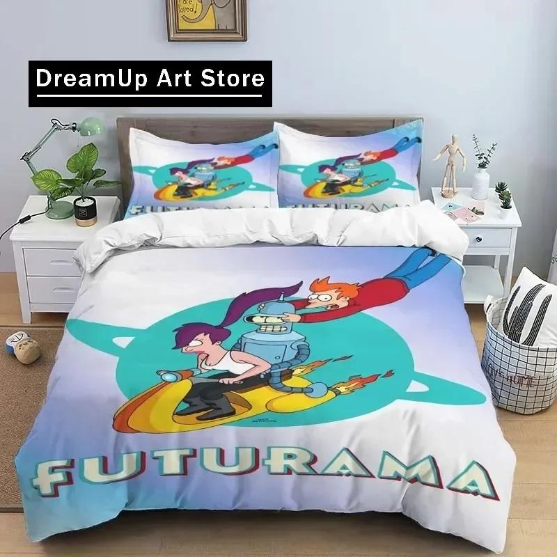 F-Futurama Poster Sheets Quilt Covers Bedding Dormitory Sheets Three-piece Bedding Set Three-piece Soft Warm Bedding Set