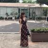 Design Sense Retro Diamond Mesh Suspender Dress Women's Spring New Waist Thin Fashion Long Skirt