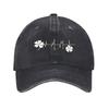 Four Leaf Clover Heartbeat Baseball Cap Unisex Polyester Casual Sporty Outdoor Adjustable Hat