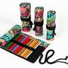 12/24/36/48/72 Holes Leaves Print Pencil Organizer Bag Canvas Pencil Wrap Pencil Roll Bag Pencil Storage Bag
