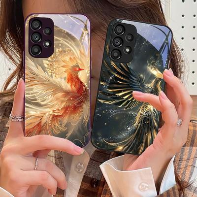 Golden Phoenix Unfolding For Samsung Galaxy S10 4G S20 11E 30 S21 22 S24 Fe Pro S23 S25 Ultra 5G S9 Tempered Glass Phone Case