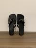 In the summer of 25, the new Korean version of the niche design belt buckle flip-flops open-toed sandals mid-toe flat-bottomed cool slippers
