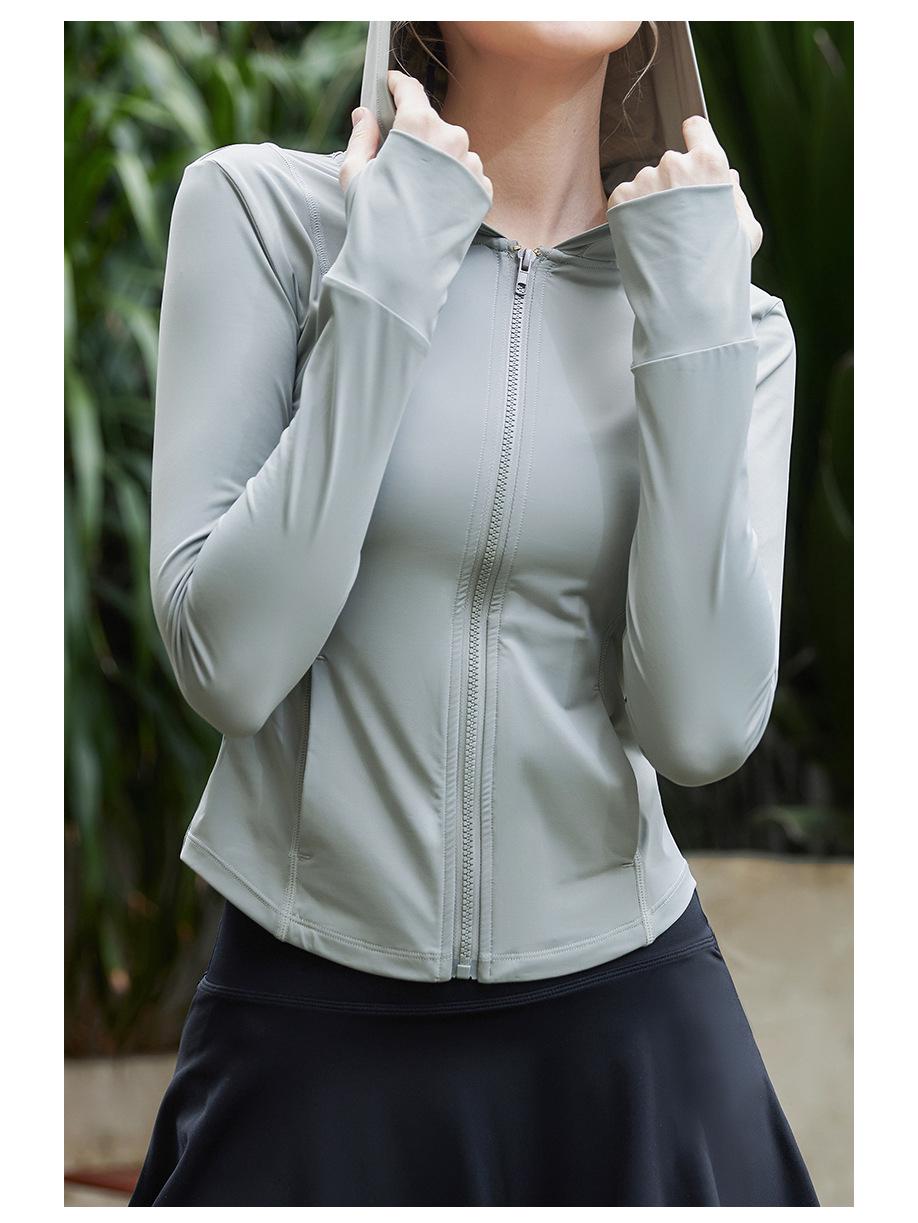 

Женская куртка с капюшоном UPF 50+ из ледяного шелка для защиты от солнца - Защита от УФ-лучей, на молнии, для занятий спортом на открытом воздухе XL