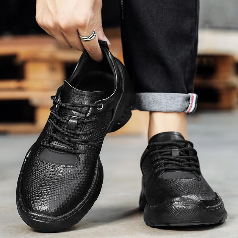 Fashion High Quality Genuine Leather Mens Sneakers Non Slip Outdoor Casual Shoes New Leisure Walk Tenis Masculino Men's Casual Trainers