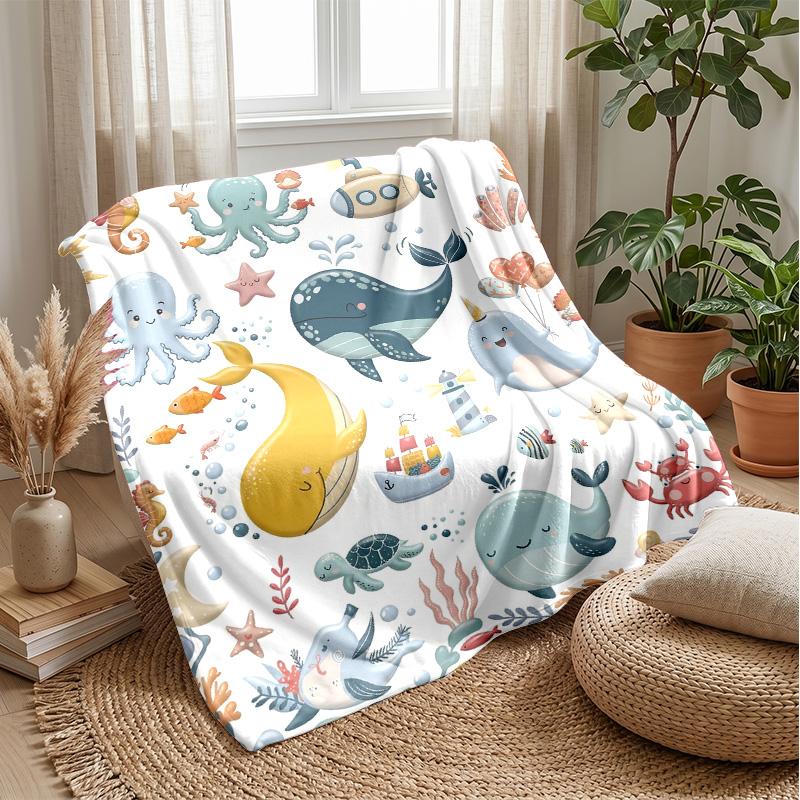 Ocean Friends Adventure 5 Theme blanket Lightweight Warm Flannel Blanket Decorative Throw Blanket for Home Decoration