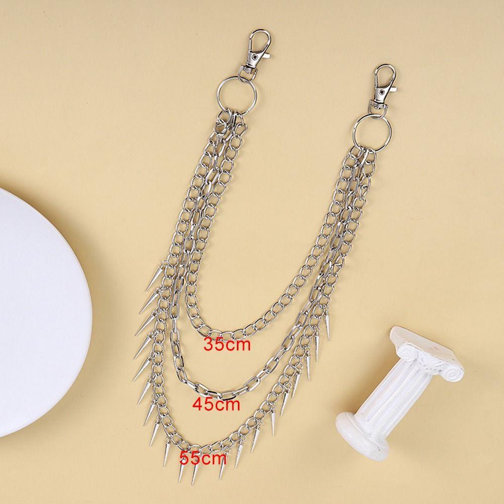 Unisex Jeans Pants Harajuku Spike Pendant Chain Link Coil Gothic Keychains Heavy Duty Waist Hook