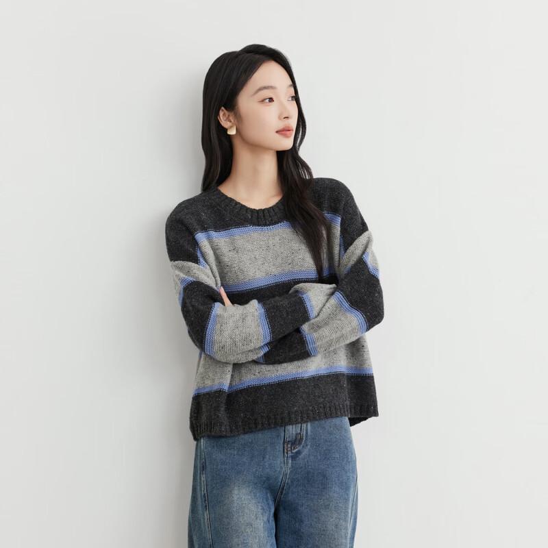 Elva' Island Women's Striped Drop-Shoulder Wool Sweater