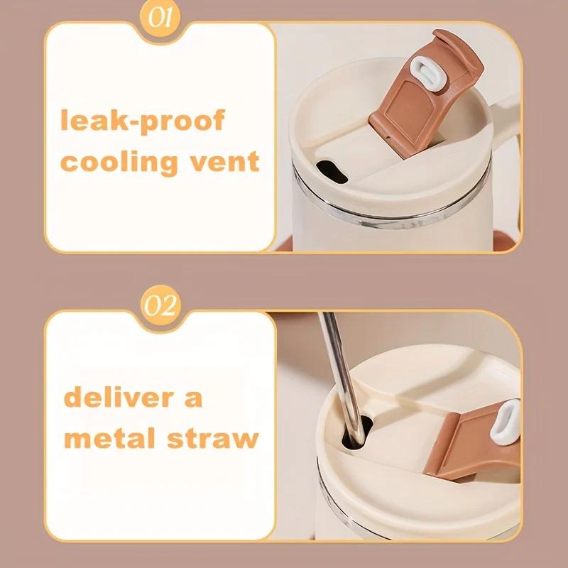 1pc 500ml Cute Bear Mug Double Walled Insulated Stainless Steel Travel Coffee Mug With Straw And Lid Best Office Iced Coffee Mug