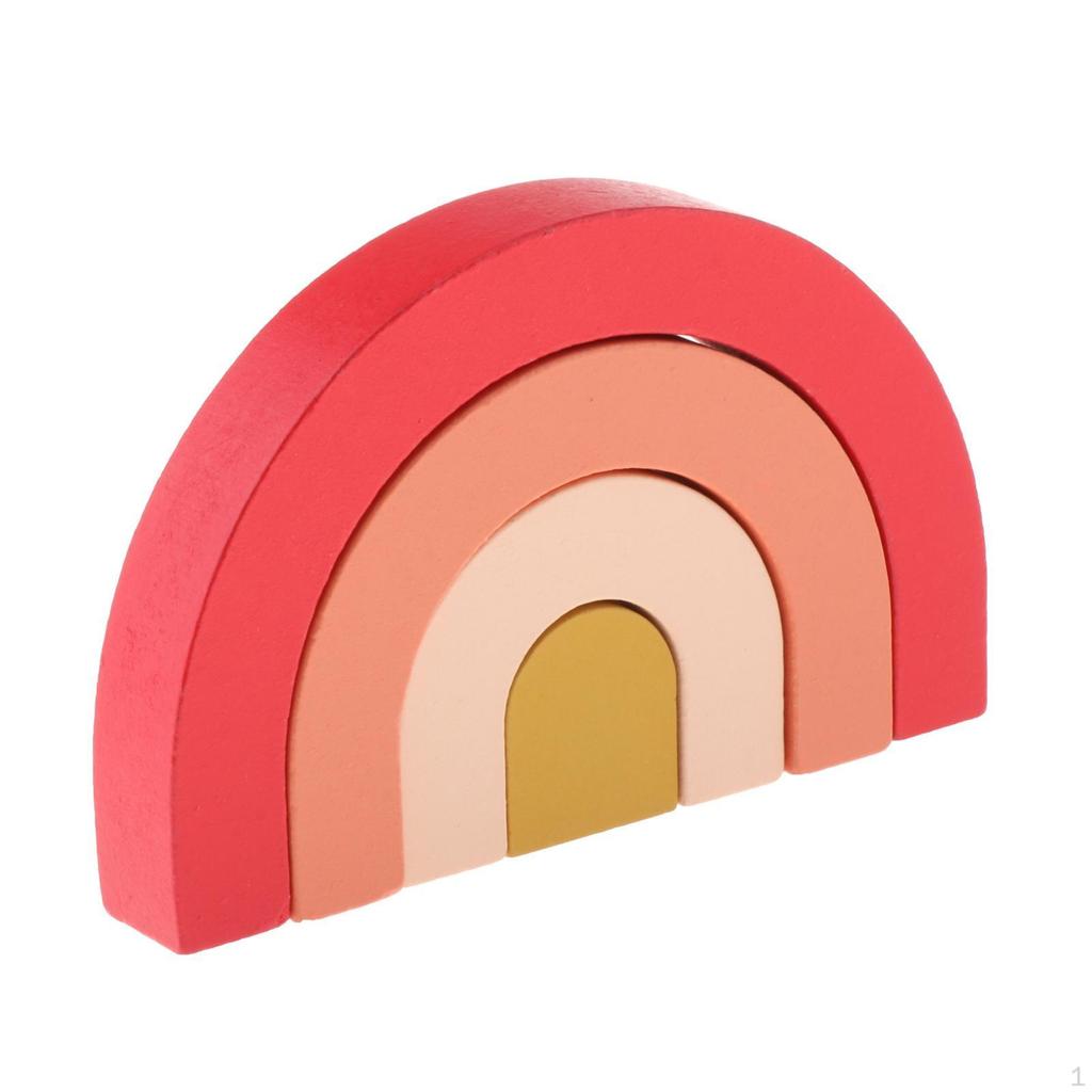 4 Pieces/set Stacker Building Blocks Wooden Toys Shape Matching Learning for
