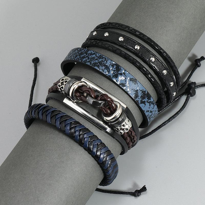 Handmade Leather Bracelet 4-piece Set Combination Bracelet Hand Rope