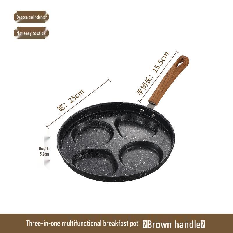 Bakelite Handle Non-Stick Breakfast Frying Pan with Multi-Hole Mold for Eggs, Pancakes, and Burgers