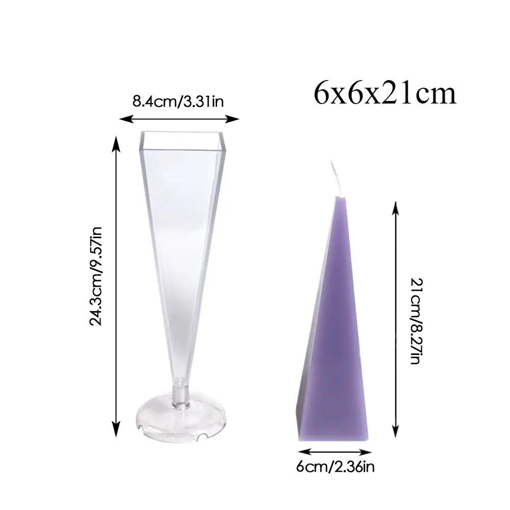 Multi Size Pyramid Shape Candle Plastic Mold Geometry Taper Acrylic Mould Artist Candle Making Tool Scented Decor Birthday Gifts