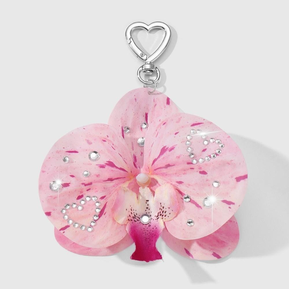 Simulation Butterfly Orchid Orchid Lily Keychain Rhinestone Pearl Flower Bag Pendant Simulation Flower Keychain