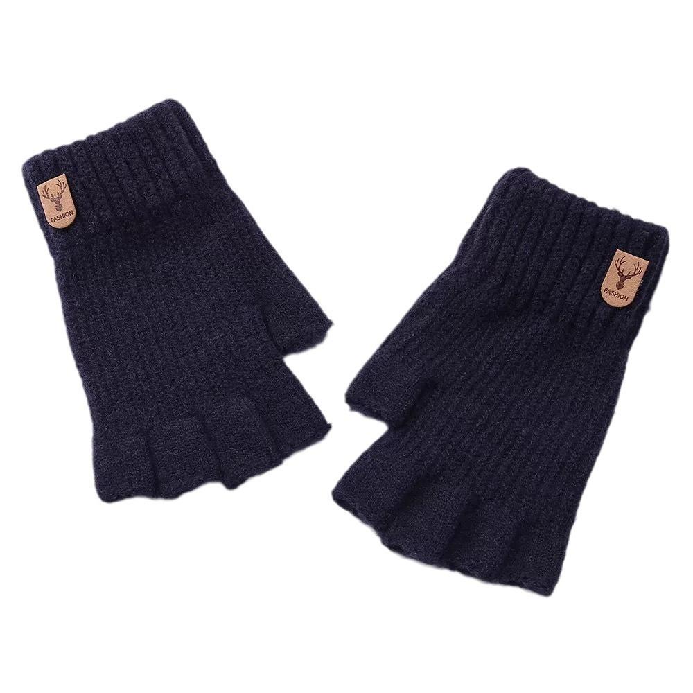 Warm Half Finger Gloves Men Exposed Fingers In Winter Half Fingerless Cycling and Driving Thick Wool Knitted Fingers To Prevent Cold