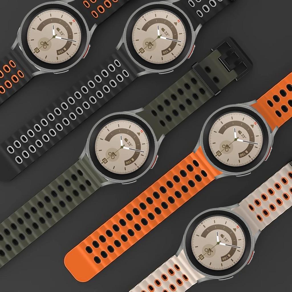Marin Sport Tvåfärgat Band För Samsung Galaxy Watch 7 6 5 Pro 4 FE 40mm 44mm Silikonrem Utan Mellanrum Galaxy 4 6 Classic 5Pro Band