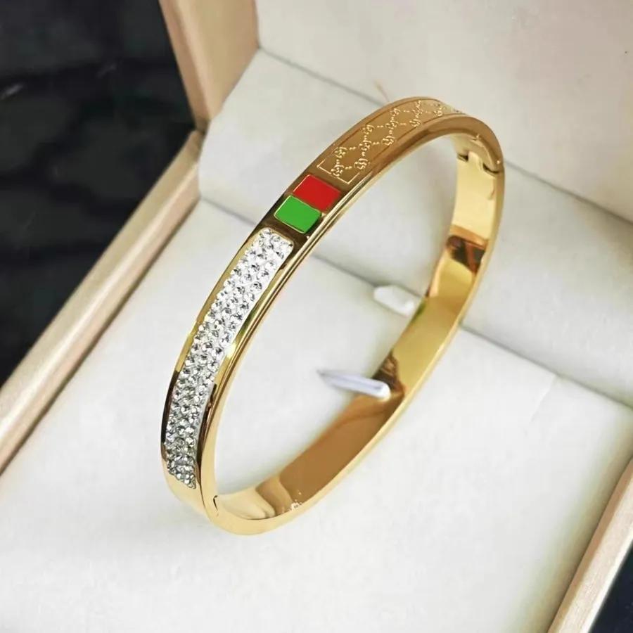 Steel Red and Green Pole Mud Inlaid Zircon Female Ins Cold Wind Fashion Trendy Bracelet for Women In