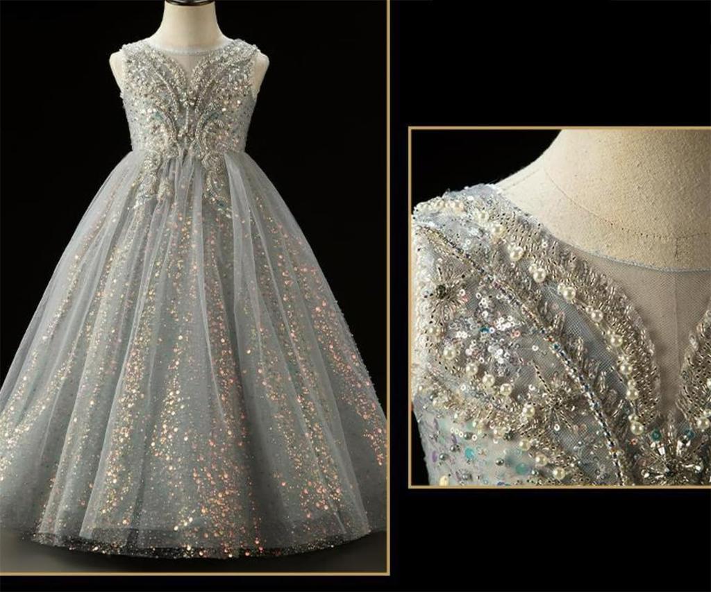 HOLRAFAN Formální šaty bez rukávů s třpytivou motýlí výšivkou a květinovým vzorem Ideální pro princeznovské vystoupení a elegantní Velikosti Dětský design, Dívčí