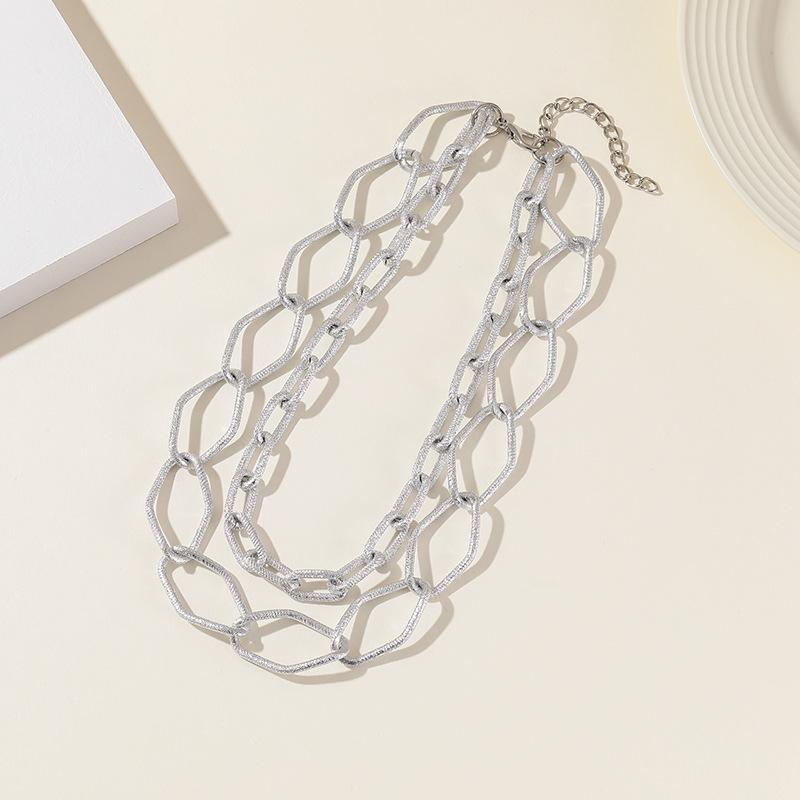 Hip-Hop Necklace, Cuban Collarbone Chain, Punk Metal Exaggerated Necklace, Sweater Chain For Women