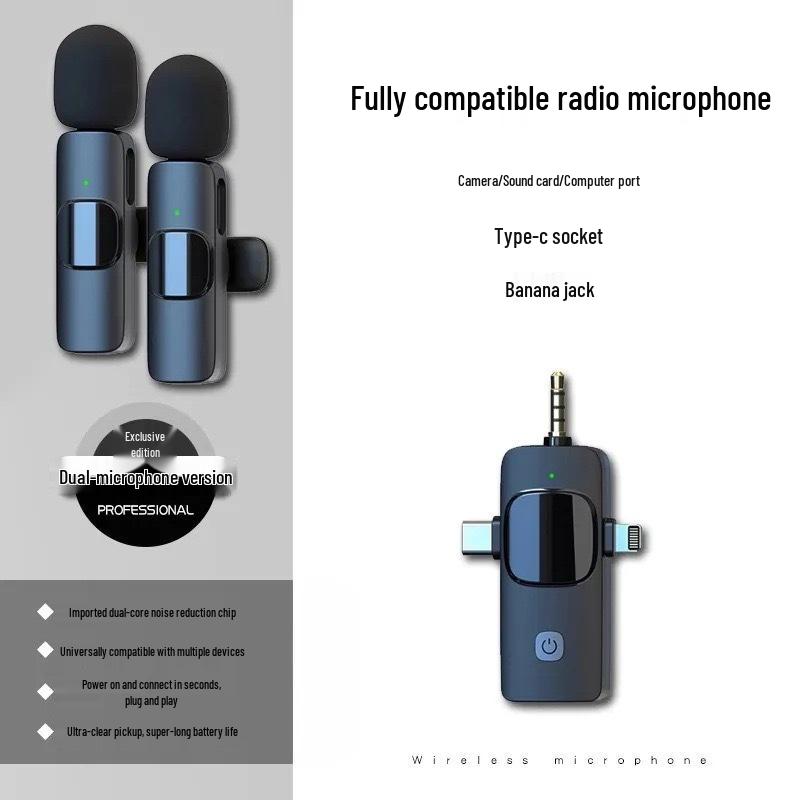 K15 Wireless Lavalier Microphone - 3-in-1 Noise Reduction Mic for Android, Video, Live Streaming (3.5mm)