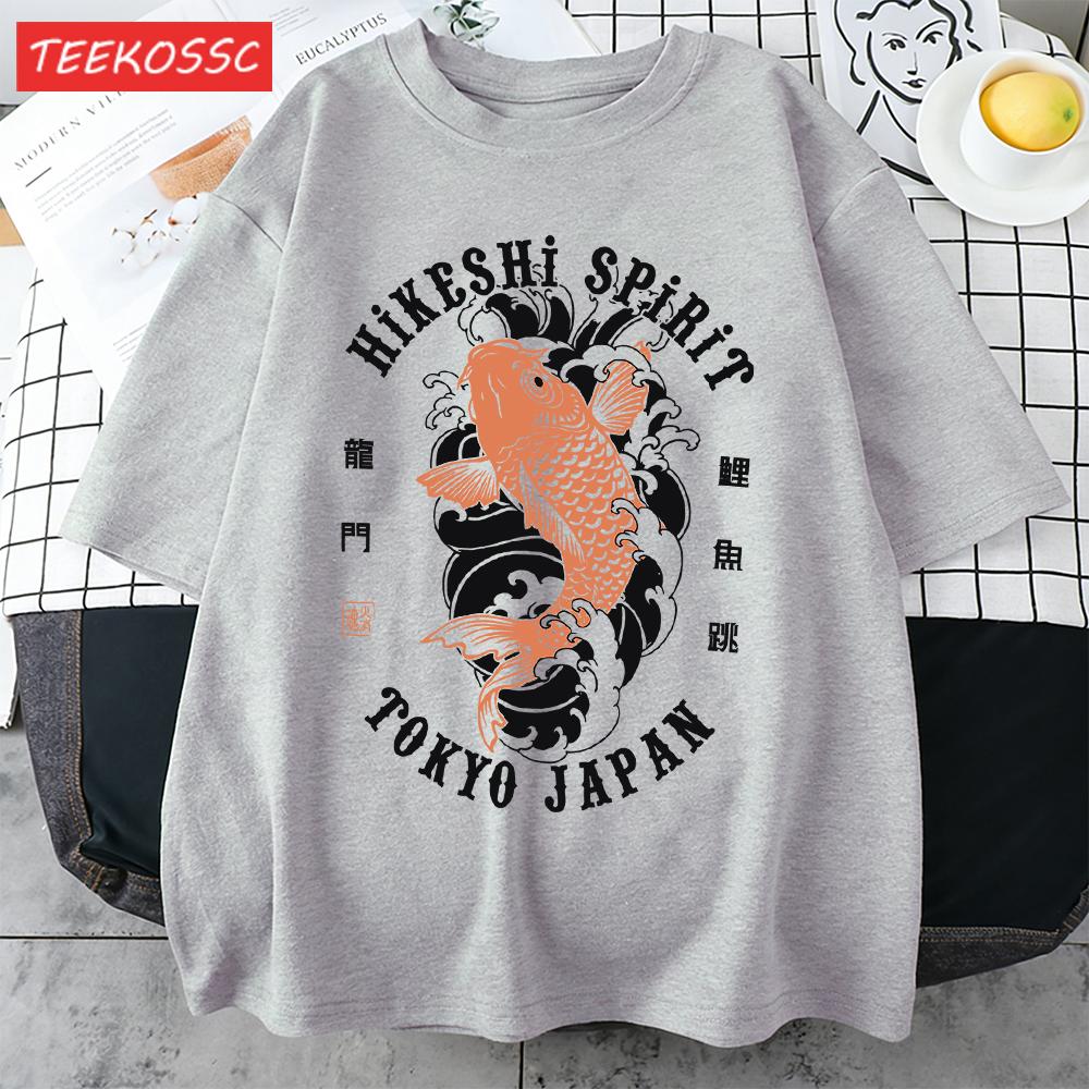 Hikeshi Spirit Tokyo Japan Print Tee Shirts For Man Cotton ONeck T Shirt Sport AllMatch Top Summer Male New Loose Short Sleeve