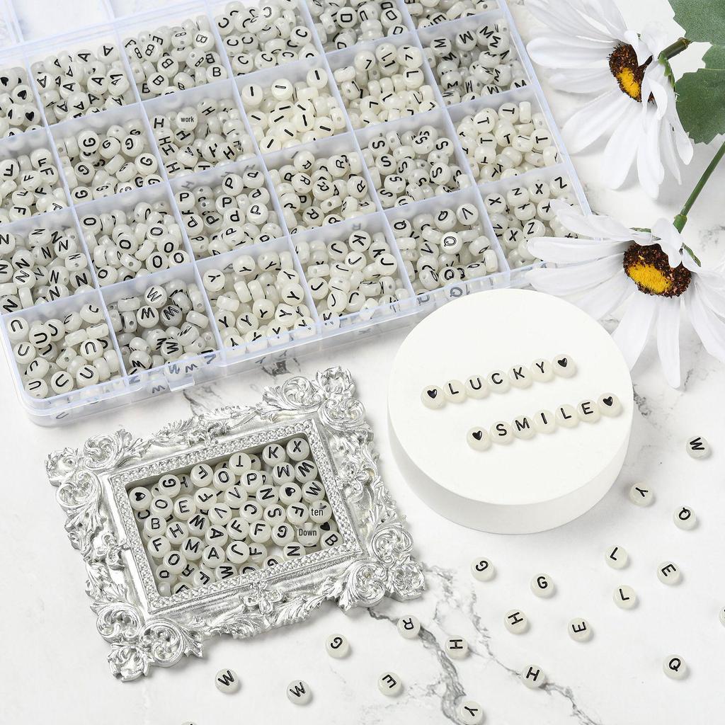 Luminous Heart & Letter Acrylic Beads Set