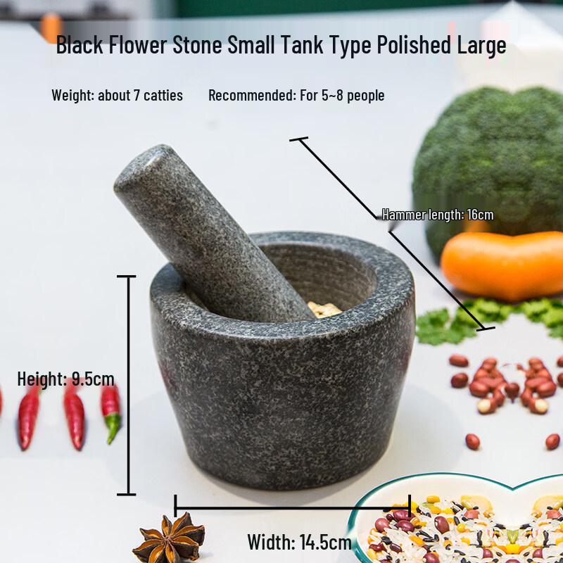 Polished Black Stone Mortar and Pestle