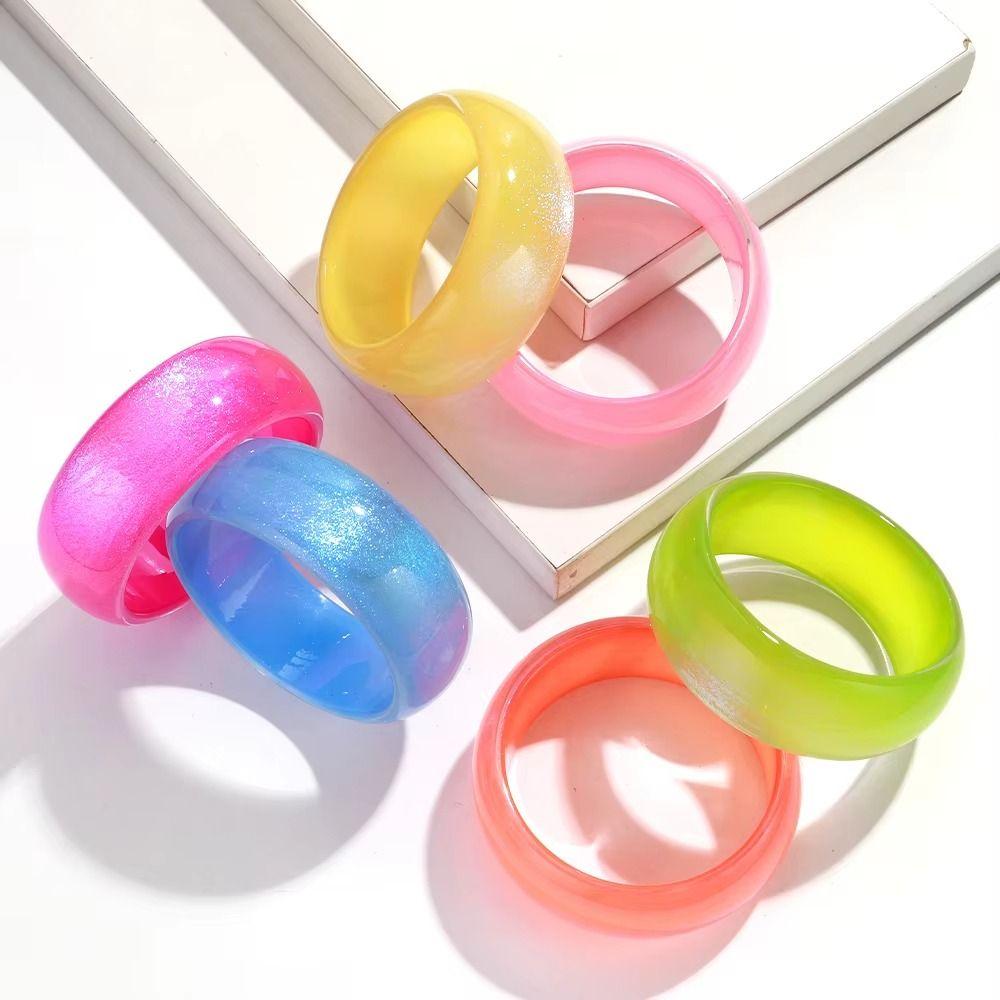 Wide Bangle Irregular Wide Bracelet Geometric Design Transparent Hand Ring Decoration