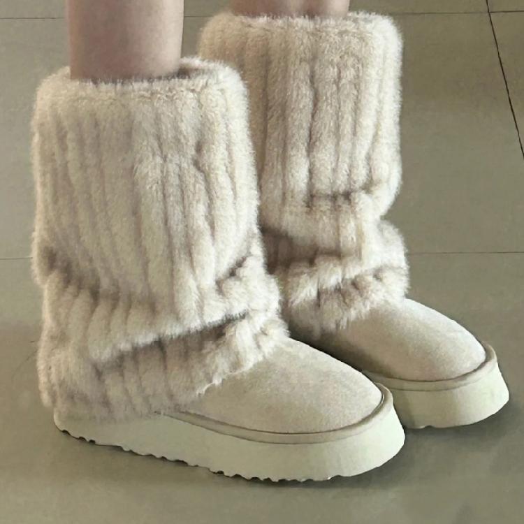 Damen Kunstfell Beinwärmer Party Kostüme Warm Flauschig Beinwärmer Stiefelmanschetten Abdeckung
