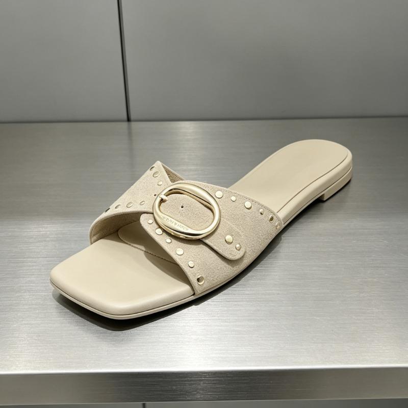 Summer niche flat-bottomed slippers summer wear versatile soft sole sandals casual temperament women s shoes 34