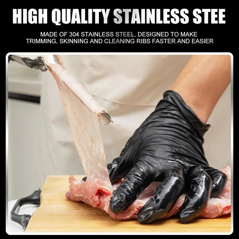 Multifunctional Stainless Steel Rib Film Removal Pliers Peeling Pliers Rib Handling Tools Barbecue Essential Kitchen Tools